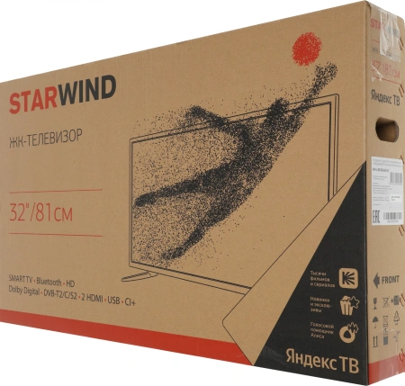 Телевизор LED Starwind 32" SW-LED32SG304 Яндекс.ТВ черный/черный HD 60Hz DVB-T DVB-T2 DVB-C DVB-S DVB-S2 USB WiFi Smart TV