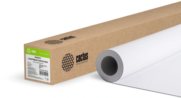 Бумага Cactus CS-PC180-106730 42"(A0+) 1067мм-30м/180г/м2/белый матовое универсальная (с покрытием)