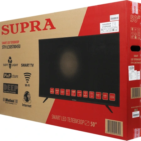 Телевизор LED Supra 50" STV-LC50ST0045U черный 4K Ultra HD 60Hz DVB-T DVB-T2 DVB-C DVB-S DVB-S2 USB WiFi Smart TV (RUS)