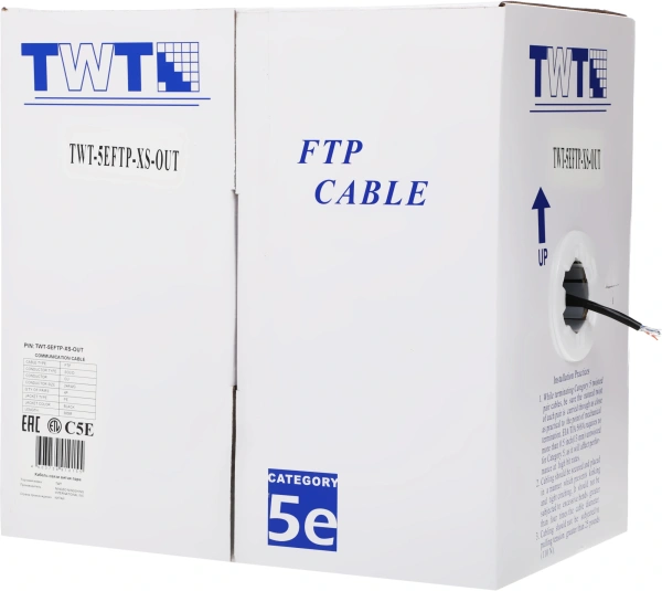 Кабель информационный Lanmaster TWT-5EFTP-XS-OUT кат.5E FTP 4 пары 24AWG PE внешний 305м черный