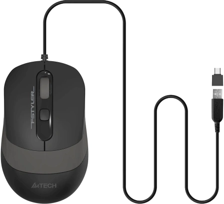 Мышь A4Tech Fstyler FM10ST серый/черный оптическая 1600dpi silent USB для ноутбука 3but (FM10ST GREY)
