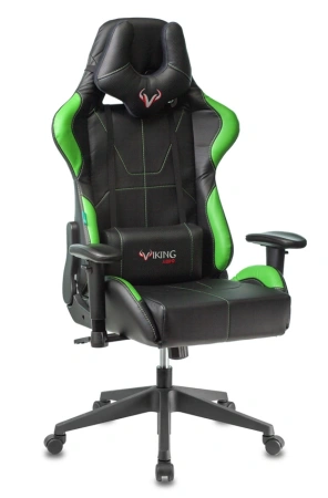 Кресло игровое Zombie VIKING 5 AERO черный/салатовый экокожа с подголов. крестов. пластик