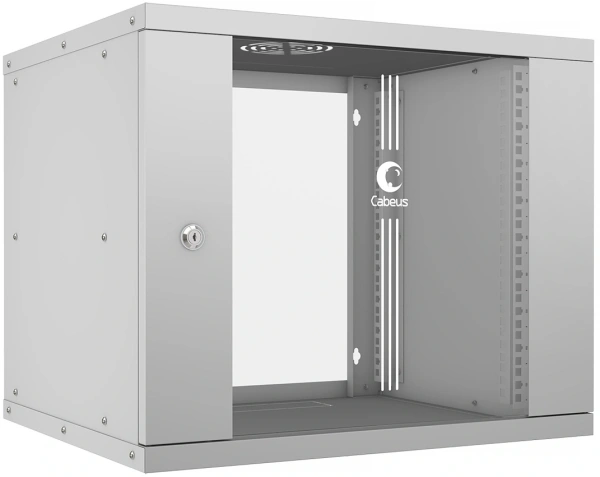 Шкаф коммутационный Cabeus (WSC-05D-9U55/45) настенный 9U 550x450мм пер.дв.стекл 30кг серый 340мм 14кг 220град. 450мм IP20 сталь
