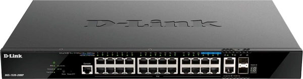 Коммутатор D-Link DGS-1520-28MP/A1A (L3) 24x1Гбит/с 2x10Гбит/с 4x2.5Гбит/с 2SFP+ 24PoE+ 370W управляемый
