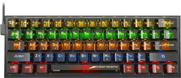 Клавиатура Redragon Fizz механическая прозрачный/черный USB Multimedia for gamer LED (71737) кабель 1.8м