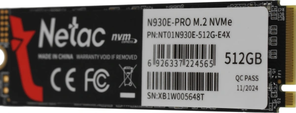Накопитель SSD Netac PCIe 3.0 x4 512GB NT01N930E-512G-E4X N930E Pro M.2 2280