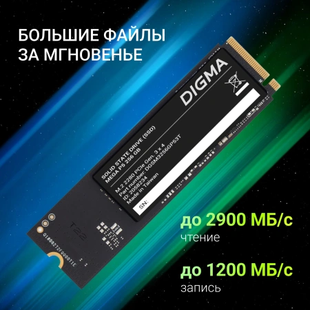Накопитель SSD Digma PCIe 3.0 x4 256GB DGSM3256GP53T Mega P5 M.2 2280