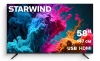 Телевизор LED Starwind 58" SW-LED58UG401 Яндекс.ТВ Frameless стальной 4K Ultra HD 60Hz DVB-T DVB-T2 DVB-C DVB-S DVB-S2 USB WiFi Smart TV