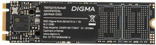 Накопитель SSD Digma SATA-III 1TB DGSR1001TS93T Run S9 M.2 2280