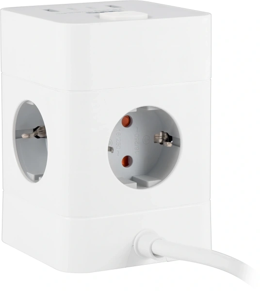 Сетевой удлинитель Buro BU-PTE4.1UC-W 1.5м (4 розетки) белый (коробка)