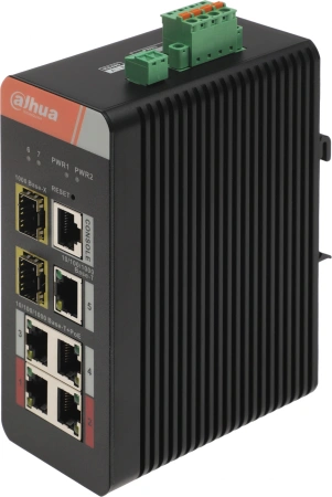Коммутатор Dahua DH-IS4207-4GT-120 (L2) 1x100Мбит/с 4x1Гбит/с 2SFP 4PoE 120W управляемый