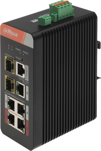 Коммутатор Dahua DH-IS4207-4GT-120 (L2) 1x100Мбит/с 4x1Гбит/с 2SFP 4PoE 120W управляемый