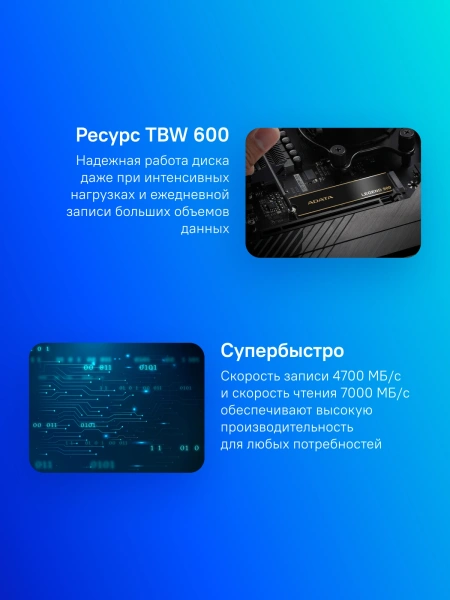 Накопитель SSD A-Data PCIe 4.0 x4 1TB SLEG-900-1TCS Legend 900 M.2 2280