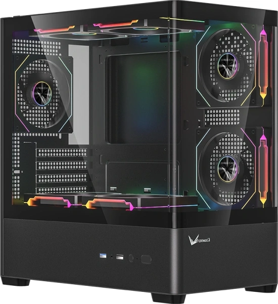 Корпус Formula Crystal U1M Cosmic черный без БП mATX 4x120mm 2x140mm 1xUSB2.0 1xUSB3.0 audio bott PSU