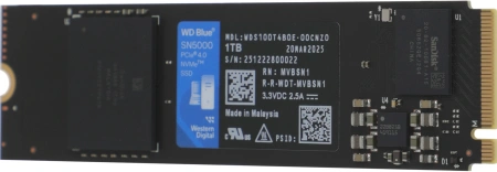 Накопитель SSD WD PCIe 4.0 x4 1TB WDS100T4B0E SN5000 Blue M.2 2280