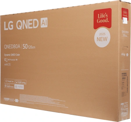 Телевизор LED LG 50" 50QNED80A6A.ARUG черный титан 4K Ultra HD 60Hz DVB-T DVB-T2 DVB-C DVB-S DVB-S2 USB WiFi Smart TV