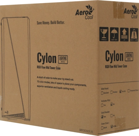 Корпус Aerocool Cylon белый без БП ATX 5x120mm 2xUSB2.0 1xUSB3.0 audio CardReader bott PSU