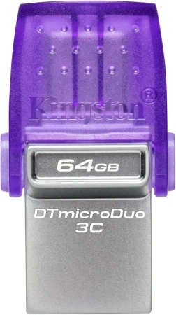 Флеш Диск Kingston 64Gb DataTraveler microDuo 3C DTDUO3CG3/64GB USB3.0 фиолетовый
