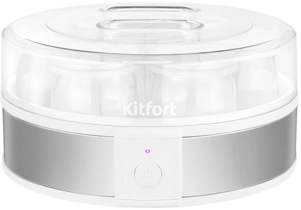 Йогуртница Kitfort КТ-6405 20Вт 7б. 180мл упр.:механич. серебристый/белый