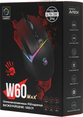 Мышь A4Tech Bloody W60 Max красный оптическая 10000dpi USB 10but