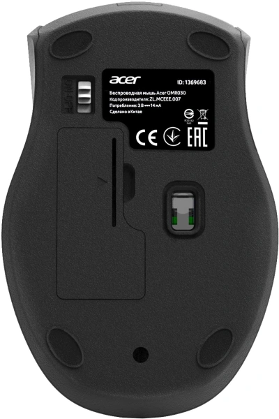 Мышь Acer OMR030 черный оптическая 1600dpi беспров. USB 4but (ZL.MCEEE.007)