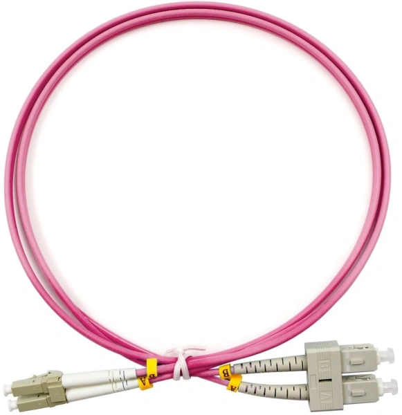 Патч-корд Cabeus FOP-50-OM4-LC-SC-1M 2x50/125 OM4 LC дуплекс-SC дуплекс 1м LSZH фиолетовый