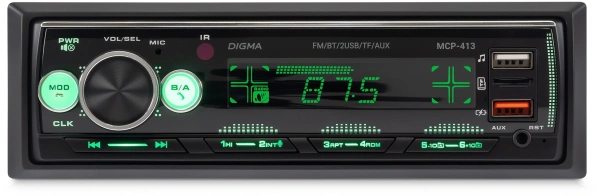 Автомагнитола Digma MCP-413 1DIN 4x45Вт v5.0 USB 2.0 AUX 4 ПДУ