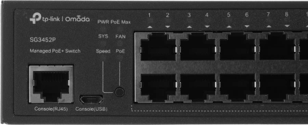 Коммутатор TP-Link SG3452P (L2+) 48x1Гбит/с 4SFP 48PoE+ 384W управляемый