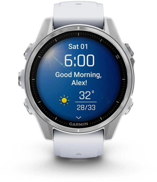 Смарт-часы Garmin Fenix 8 43мм 1.3" AMOLED корп.серебристый рем.белый разм.брасл.:108-182мм (010-02903-00)