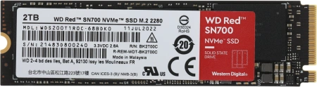 Накопитель SSD WD S PCIe 3.0 x4 2TB WDS200T1R0C Red SN700 M.2 2280