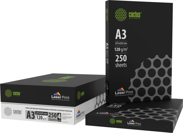 Бумага Cactus CS-LPA3120250 A3 марка A/120г/м2/250л./белый CIE170% для лазерной печати
