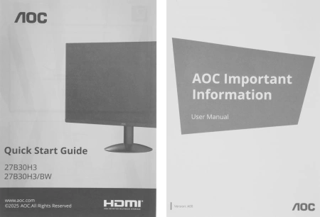Монитор AOC 27" 27B30H3 черный IPS LED 16:9 HDMI матовая 250cd 178гр/178гр 1920x1080 120Hz VGA FHD 2.94кг