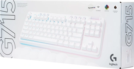 Клавиатура Logitech G715 TKL механическая белый USB беспроводная BT/Radio Multimedia for gamer LED (подставка для запястий) (920-010464)