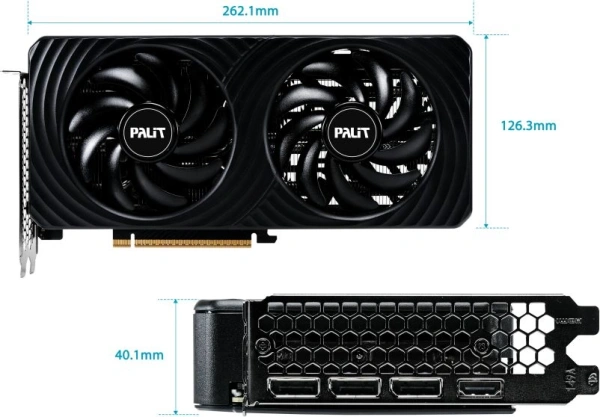 Видеокарта Palit PCI-E 5.0 PA-RTX5060 DUAL OC NVIDIA GeForce RTX 5060 8Gb 128bit GDDR7 2280/28000 HDMIx1 DPx3 HDCP Ret
