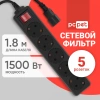 Сетевой фильтр PC Pet AP01006-E-B 1.8м (5 розеток) черный (пакет ПЭ)