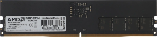 Память DDR5 16GB 4800MHz AMD R5516G4800U1S-U Radeon R5 RTL PC4-38400 CL40 DIMM 288-pin 1.1В Ret