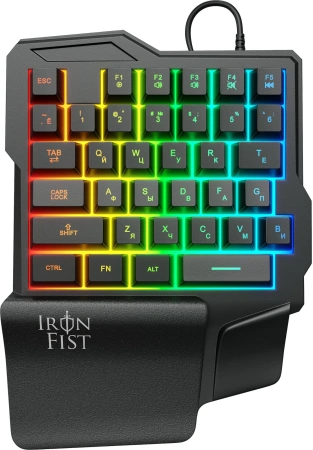 Игровой блок Оклик 701G IRON FIST черный USB for gamer LED (подставка для запястий) (1196590)