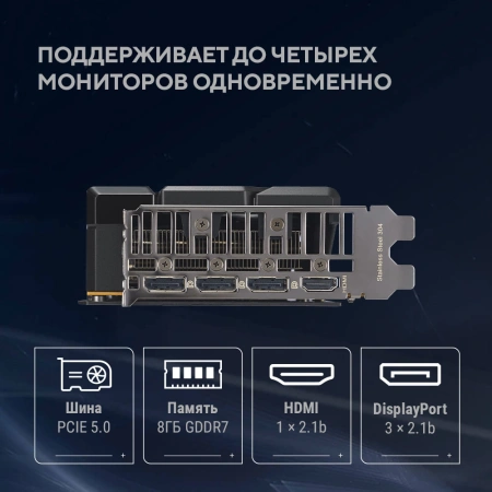 Видеокарта Asus PCI-E 5.0 DUAL-RTX5060-O8G NVIDIA GeForce RTX 5060 8Gb 128bit GDDR7 2535/28000 HDMIx1 DPx3 HDCP Ret