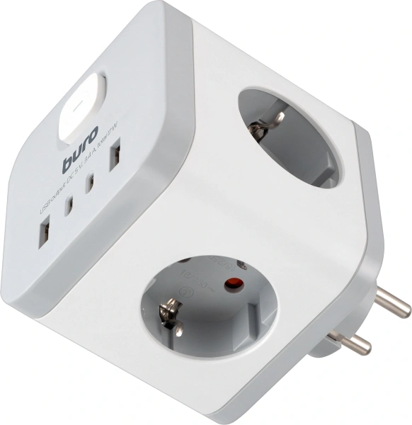 Сетевой разветвитель Buro BU-PW3UC-W (3 розетки) белый (коробка)