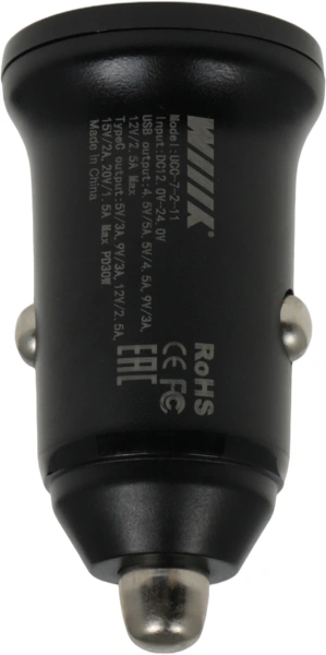 Автомобильное зар./устр. Wiiix UCC-7-2-11 18W 3.1A+3A (PD+QC) USB-C/USB-A универсальное черный