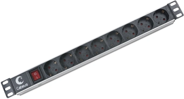 Блок распределения питания Cabeus PDU-8P гор.размещ. 8xSchuko 10A C14 2м