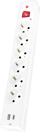 Сетевой фильтр Buro BU-SP3_USB_2A-W 3м (6 розеток) белый (коробка)