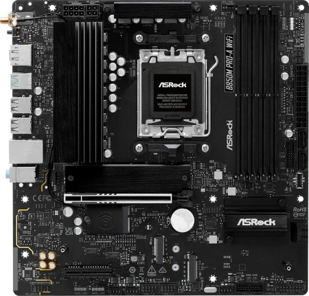 Материнская плата Asrock B850M PRO-A WIFI Socket AM5 AMD B850 4xDDR5 mATX AC`97 8ch(7.1) 2.5Gg RAID+HDMI+DP