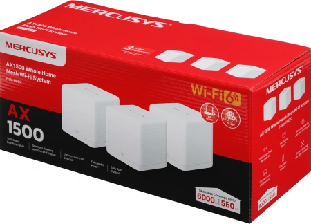 Бесшовный Mesh роутер Mercusys Halo H60X(3-pack) AX1500 10/100/1000BASE-TX белый (упак.:3шт)