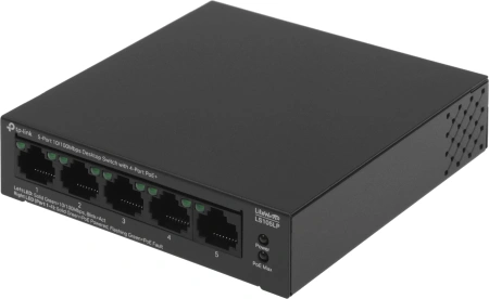 Коммутатор TP-Link LS105LP (L2) 5x100Мбит/с 4PoE 41W неуправляемый
