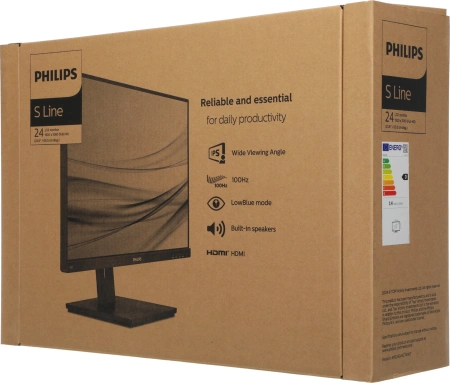 Монитор Philips 23.8" 242S1AE (00/01) черный IPS LED 16:9 DVI HDMI M/M матовая HAS Piv 1000:1 300cd 178гр/178гр 1920x1080 75Hz VGA DP FHD 4.83кг
