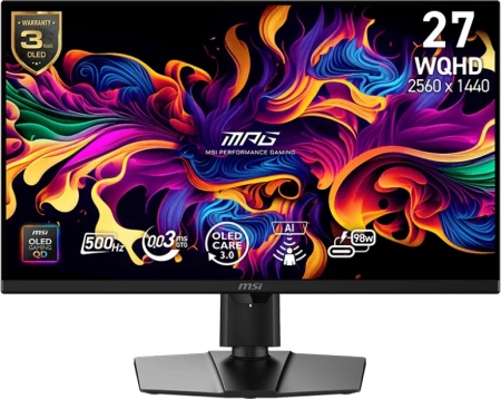 Монитор MSI 26.5" MPG 271QR QD-OLED X50 черный QD OLED LED 16:9 HDMI матовая HAS Piv 1500000:1 300cd 178гр/178гр 2560x1440 500Hz DP WQ 8.4кг