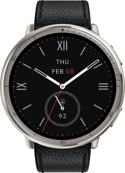 Смарт-часы Amazfit Active 2R A2437 Premium 43.9мм 1.32" AMOLED корп.серебристый рем.черный разм.брасл.:150-210мм (6970100377569)