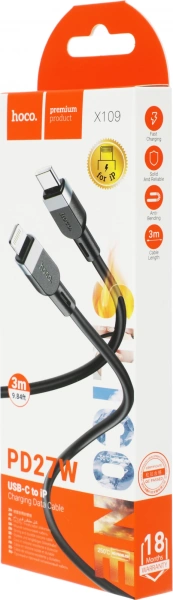 Кабель Hoco X109 IP PD 36339(L=3M) USB Type-C (m)-Lightning (m) 3м черный