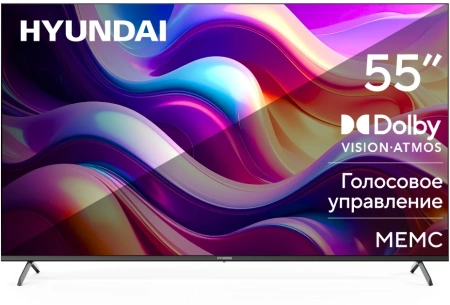 Телевизор LED Hyundai 55" H-LED55BU7009 Android TV Frameless Metal черный 4K Ultra HD 60Hz MEMC DVB-T DVB-T2 DVB-C DVB-S DVB-S2 USB WiFi Smart TV